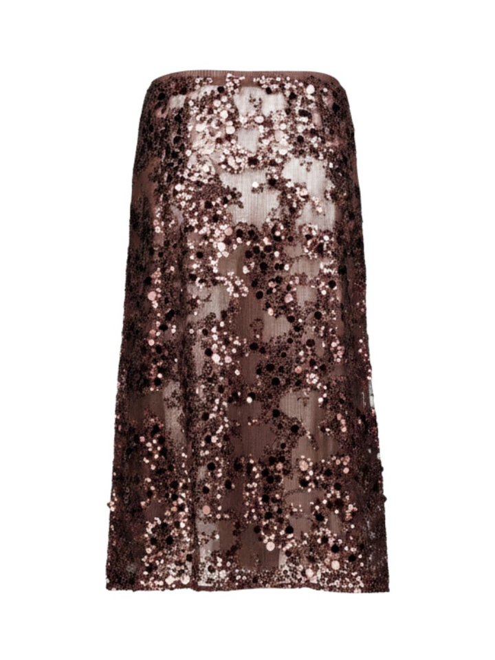 Coffee Bean Brown lange rok in transparante mesh Shania Baum Und Pferdgarten