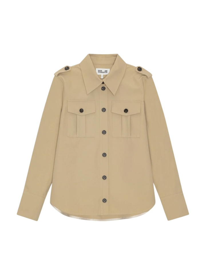 Beige utility blouse met knoopmanchetten Meva Baum Und Pferdgarden