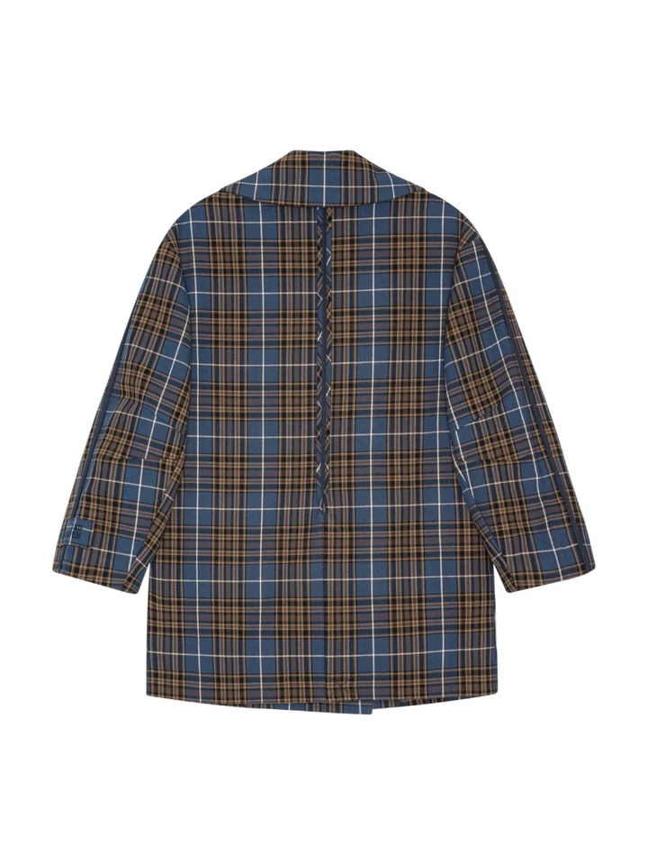Blauwe/okergele geruite oversized blazerjas met dubbele knopenrij Baticia Baum Und Pferdgarten
