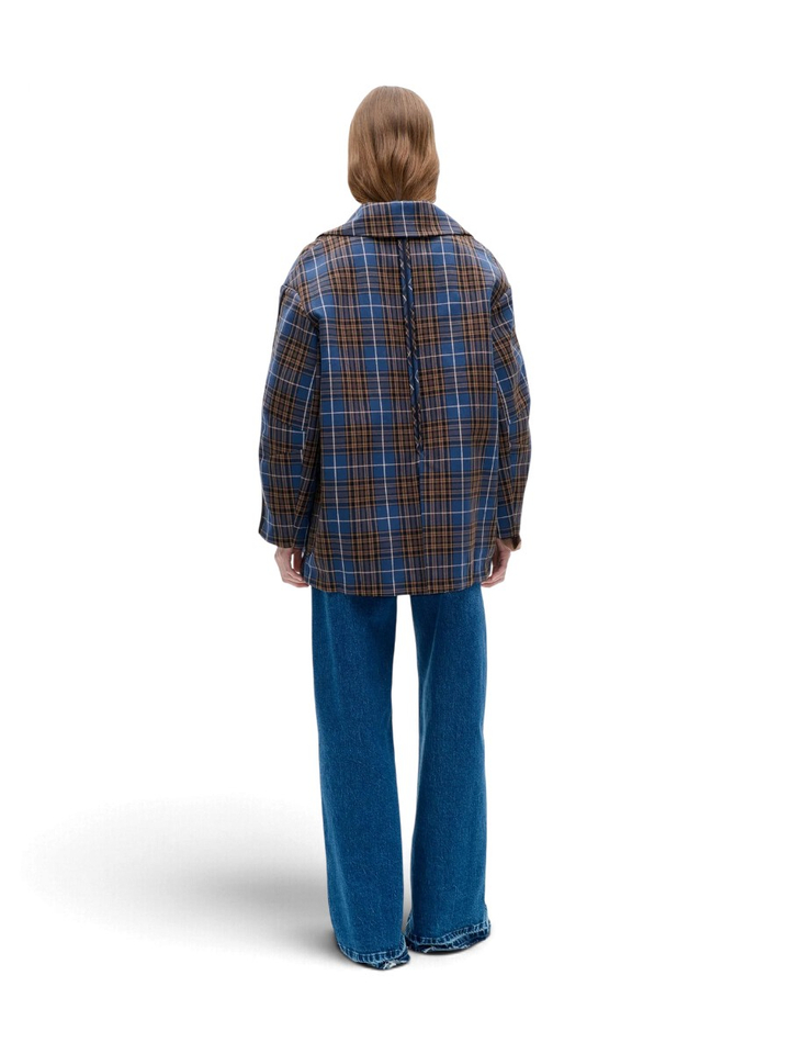 Blauwe/okergele geruite oversized blazerjas met dubbele knopenrij Baticia Baum Und Pferdgarten