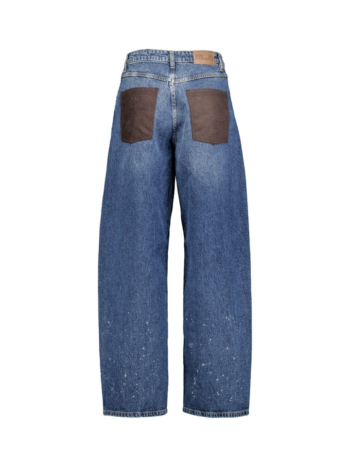 Donkerblauwe jeans met bruine achterzakken Nevin Baum Und Pferdgarten
