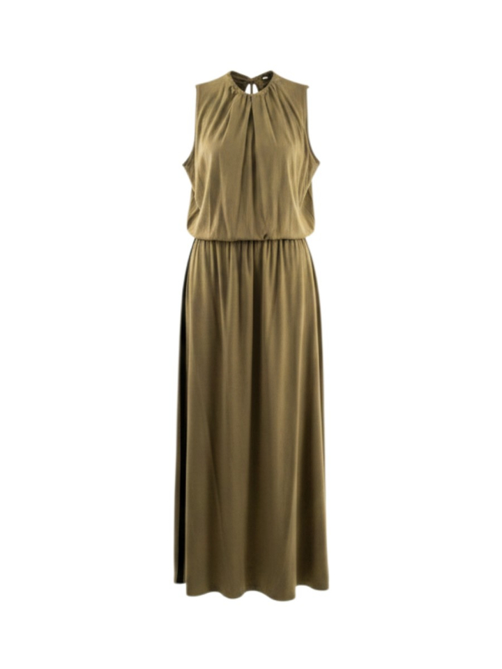 Kakigroene maxi-jurk met elastiek in taille Filina Drykorn
