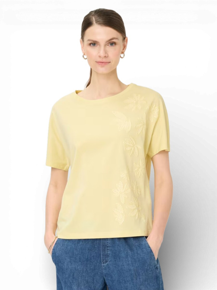 Gele T-shirt met bloemen Brax