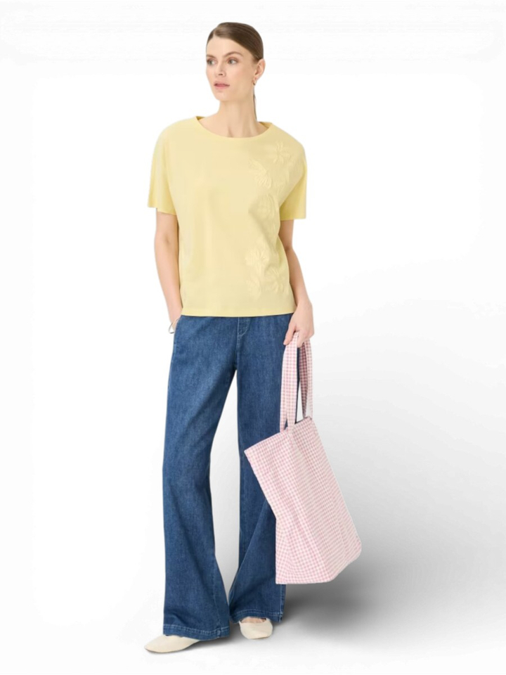 Gele T-shirt met bloemen Brax