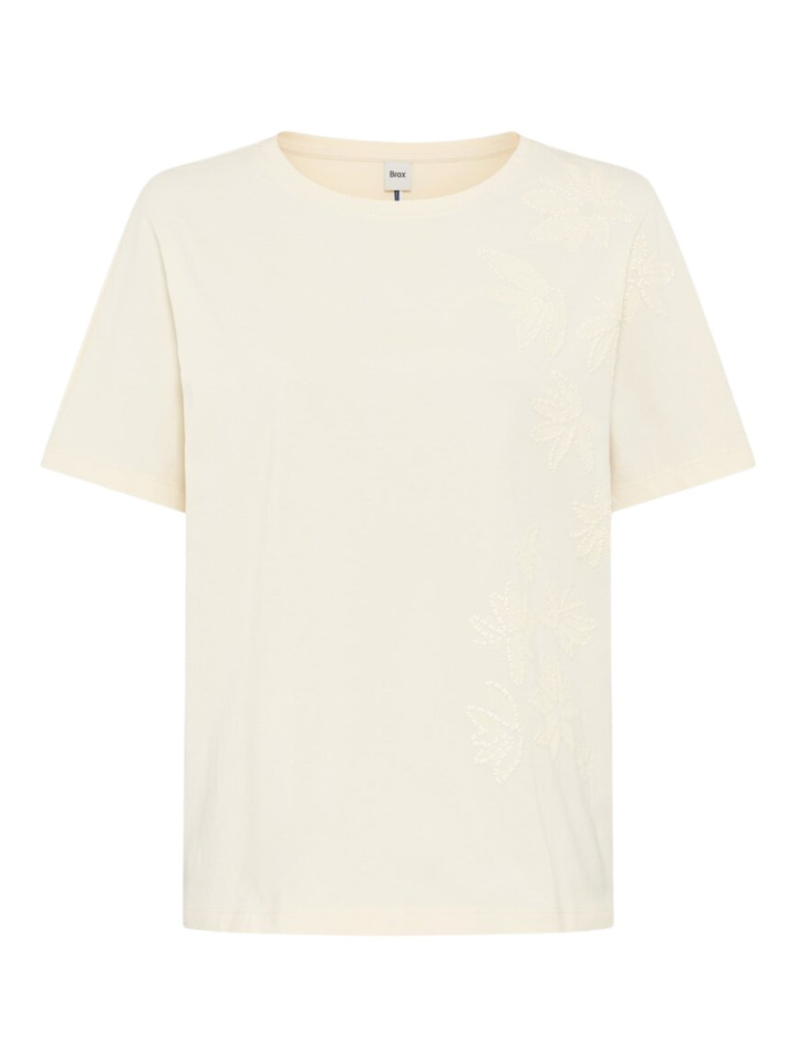 Ecru T-shirt met bloemen Brax