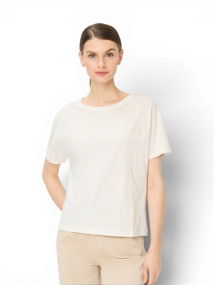 Ecru T-shirt met bloemen Brax