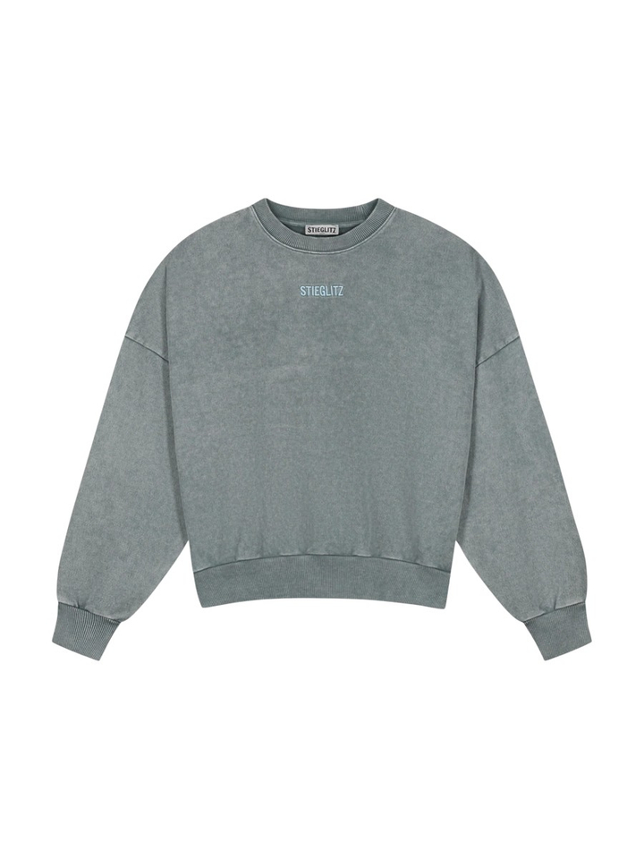 Grijze sweater met logo Basic Worn Out Stieglitz