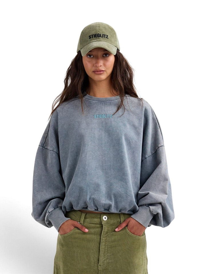 Grijze sweater met logo Basic Worn Out Stieglitz