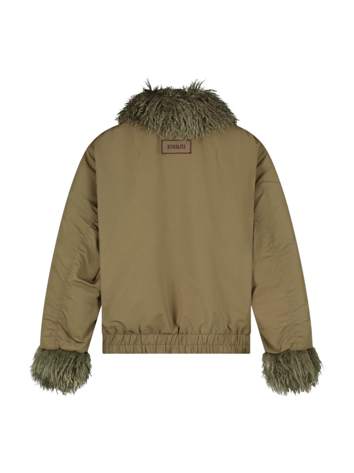 Groene bomber jas met fake fur detail Nora Stieglitz