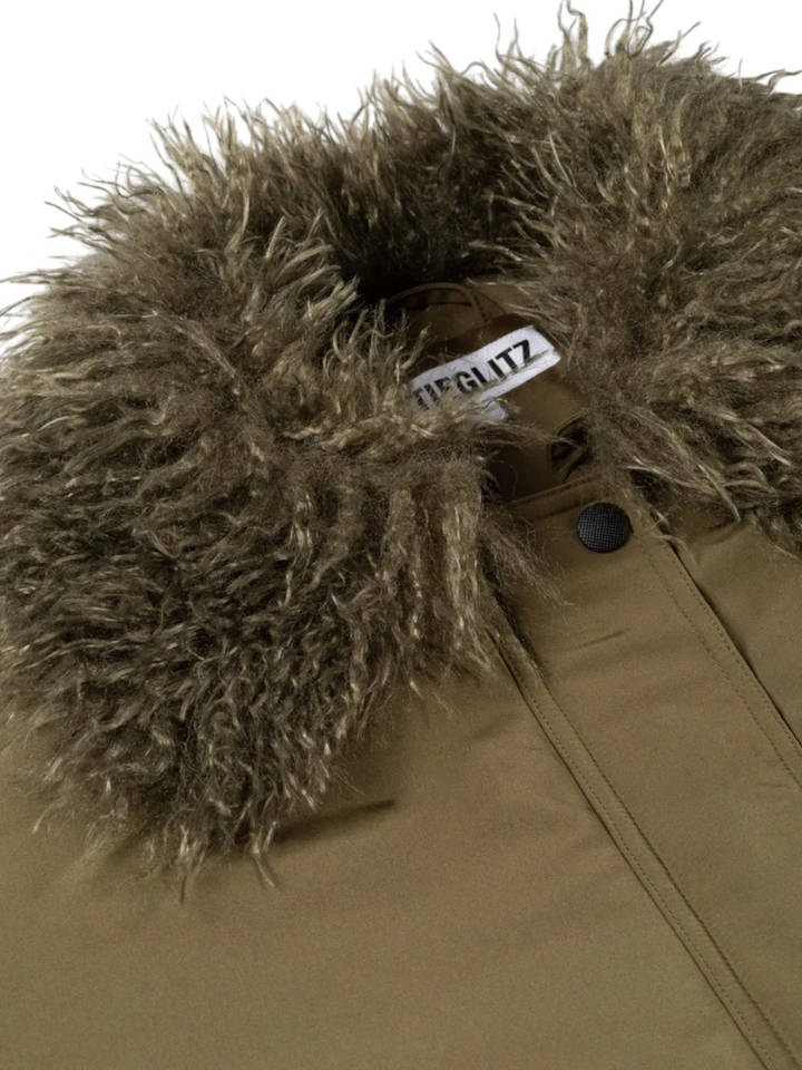 Groene bomber jas met fake fur detail Nora Stieglitz