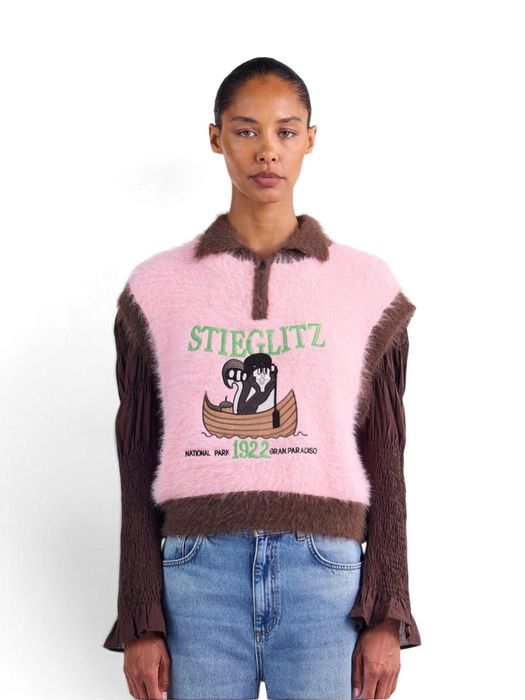 Roze trui met print Mio Stieglitz