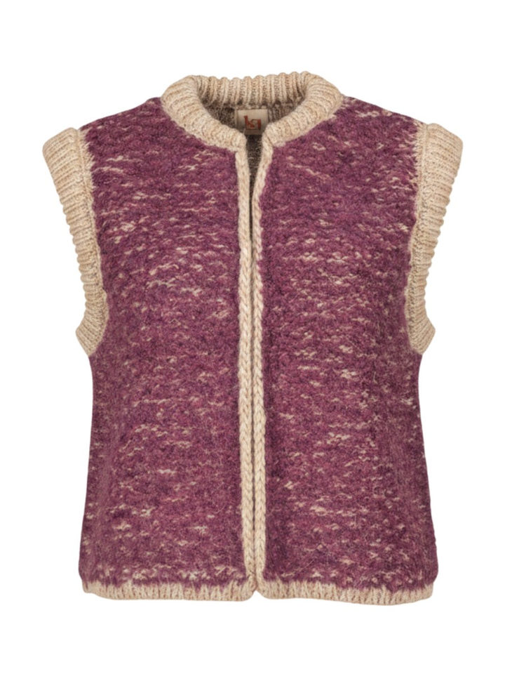 Paarse gilet met beige detail Oslo Big K&J