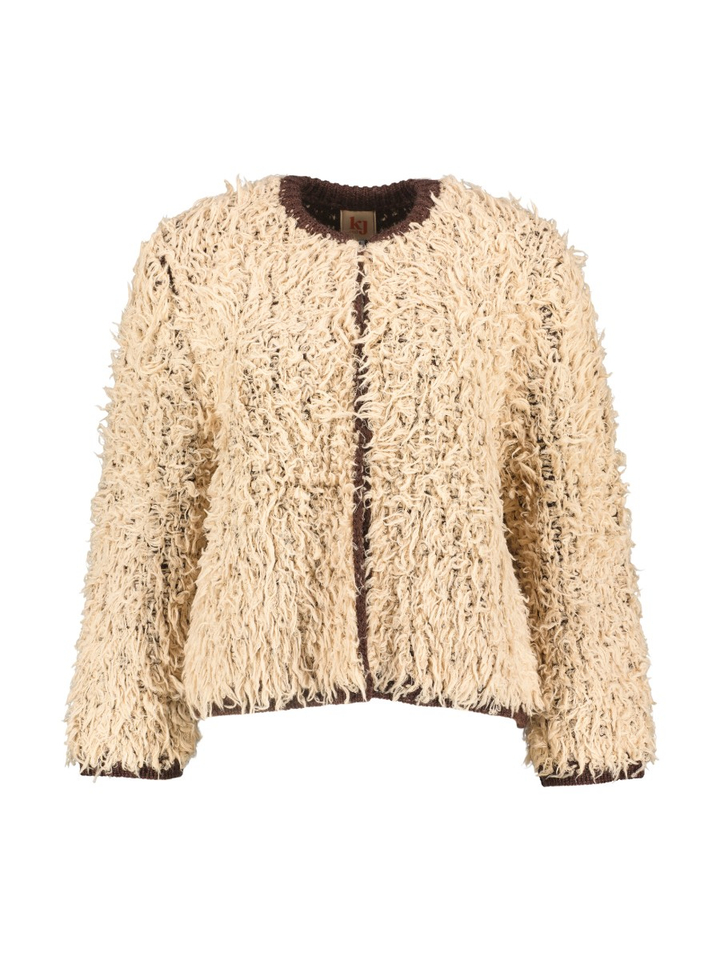 Beige pluizige cardigan Omarsy K&J