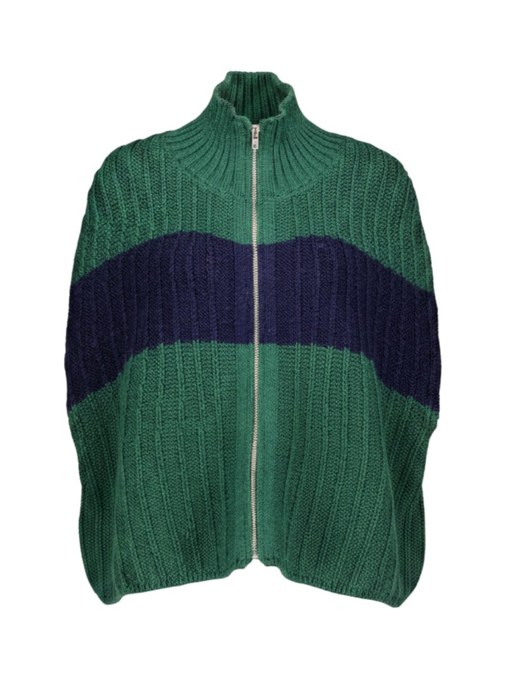 Groen blauw gestreepte cardigan met rits Odilon K&J