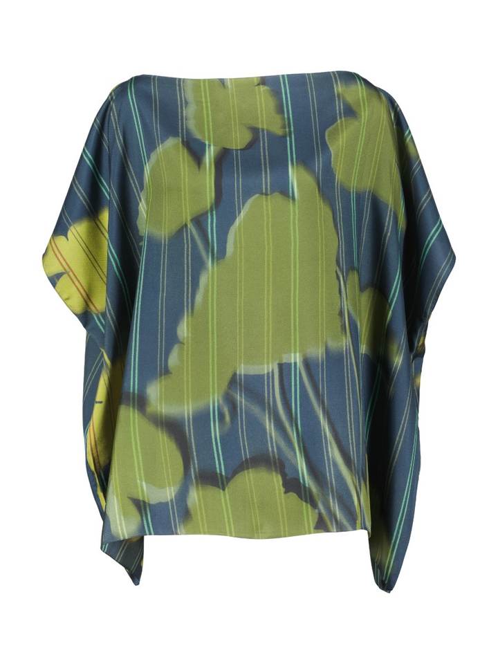 Blauw groene zijden bloes Monty K&J