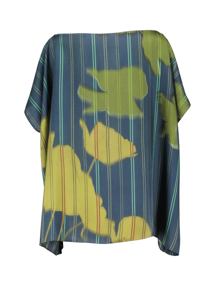 Blauw groene zijden bloes Monty K&J