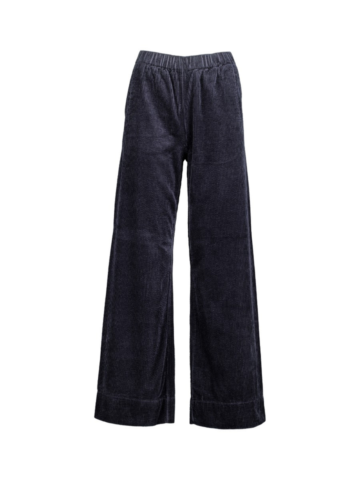 Donkerblauwe broek in ribfluweel met elastiek JC Sophie