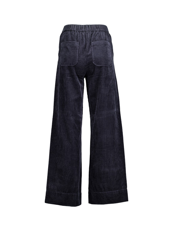Donkerblauwe broek in ribfluweel met elastiek JC Sophie
