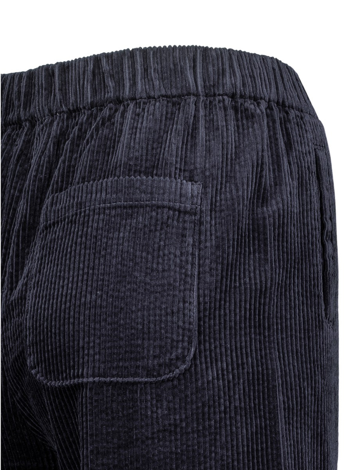 Donkerblauwe broek in ribfluweel met elastiek JC Sophie