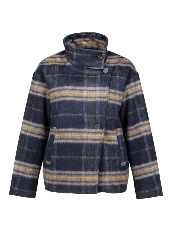 Donkerblauwe korte vest met ruit motief JC Sophie