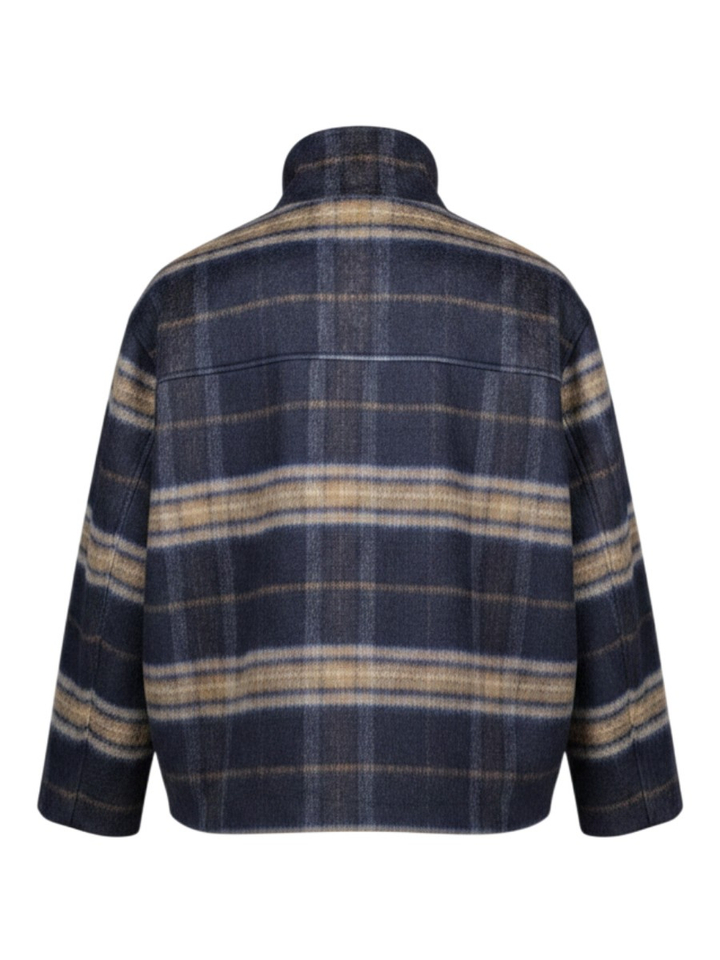 Donkerblauwe korte vest met ruit motief JC Sophie