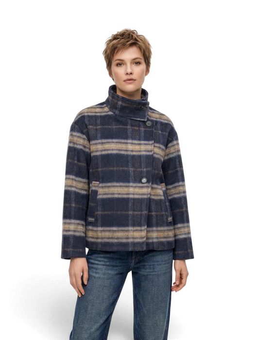 Donkerblauwe korte vest met ruit motief JC Sophie