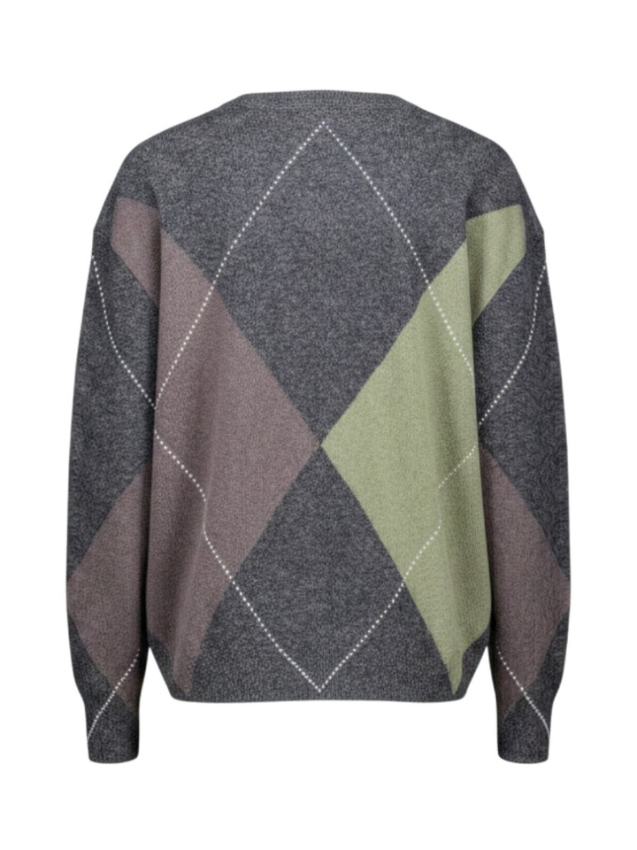 Groene trui met ruit motief in merino wol JC Sophie