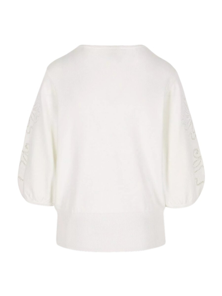 Witte pull met broderie aan de mouw Aagje Mayerline