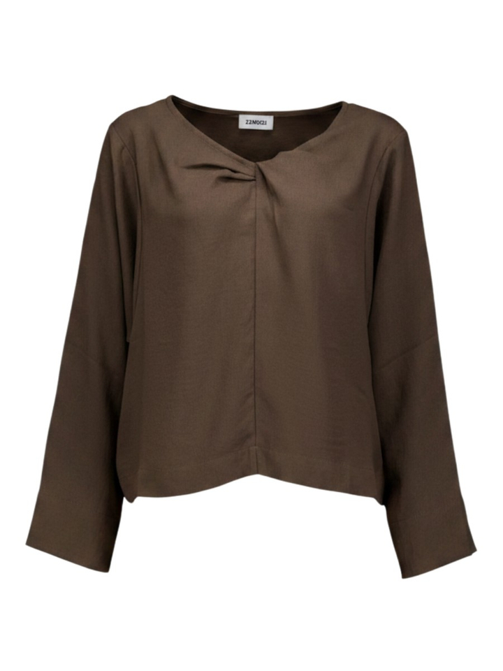 Bruine blouse met detail aan hals Zenggi