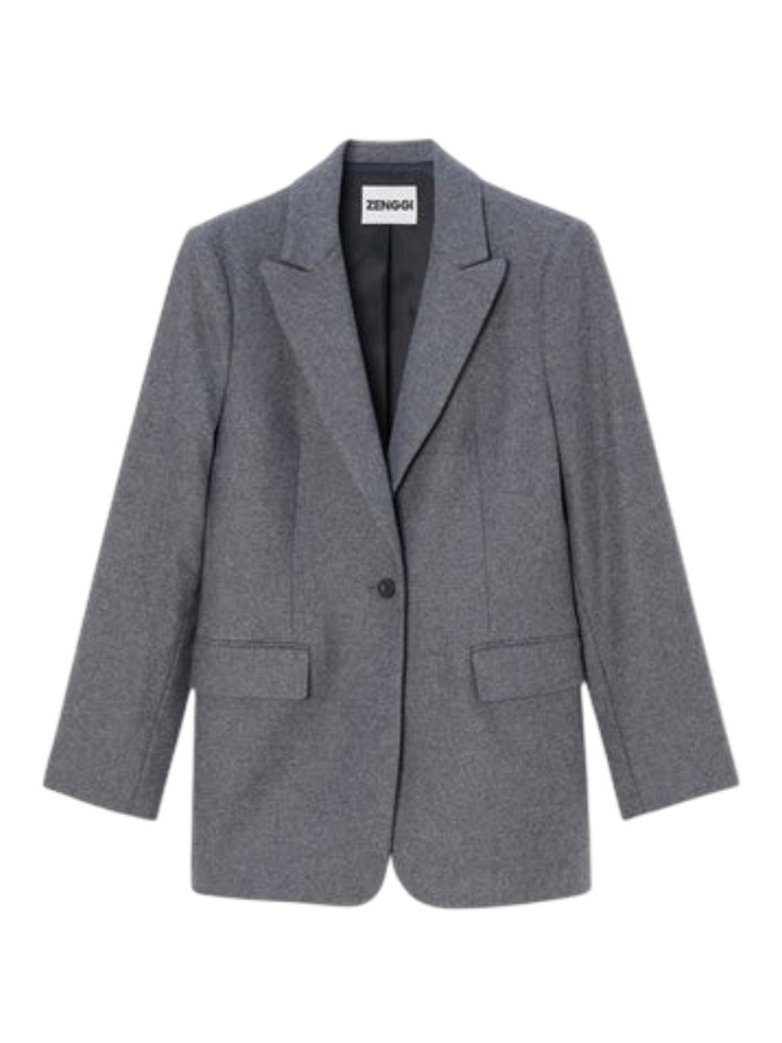 Grijze wollen blazer Zenggi