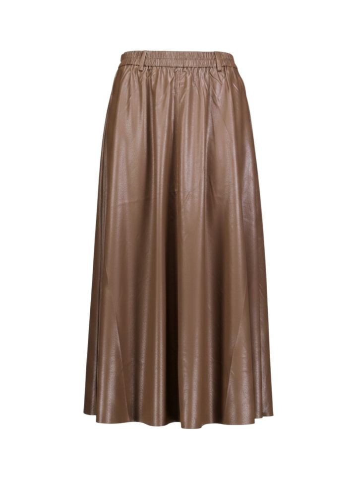 Bruine halflange rok in lederook Zenggi 