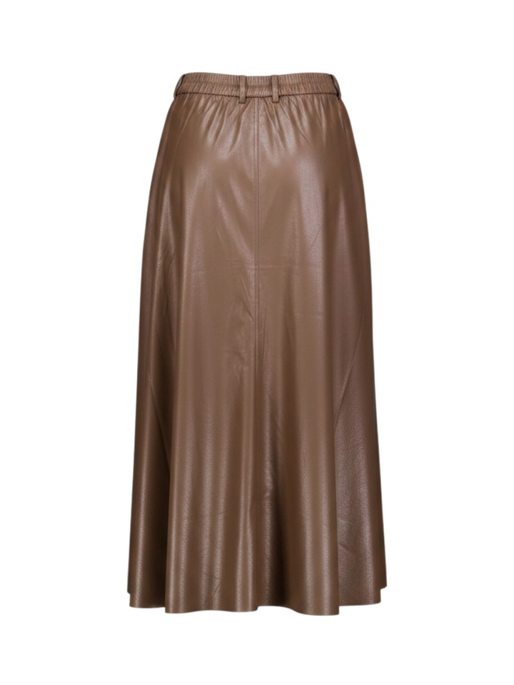 Bruine halflange rok in lederook Zenggi 