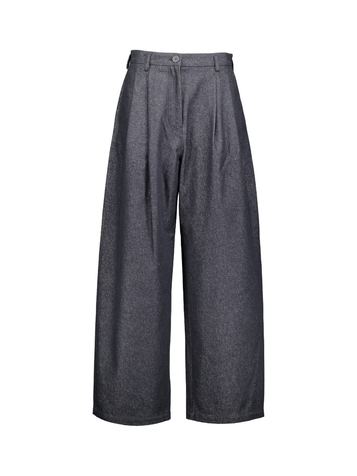 Blauwe wijde broek met bandplooi Zenggi 