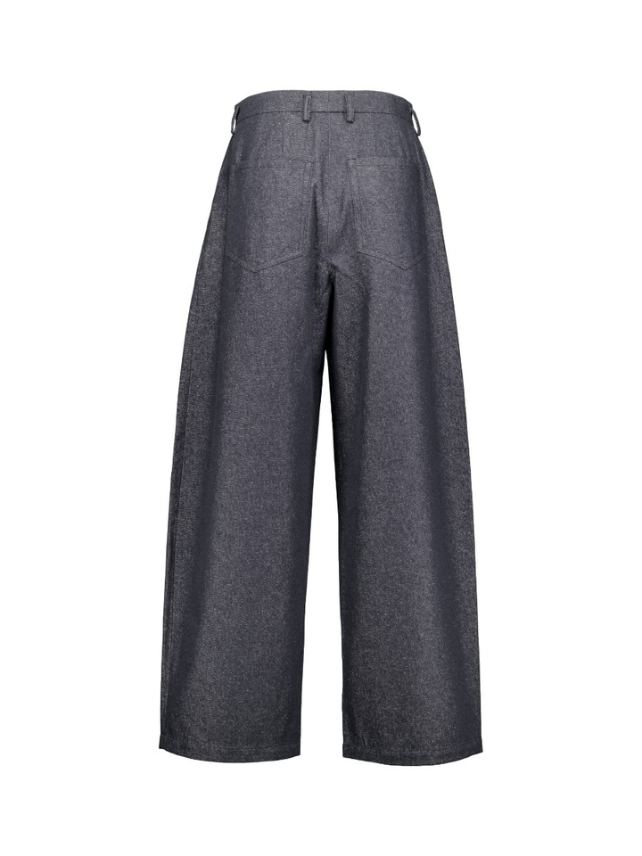 Blauwe wijde broek met bandplooi Zenggi 