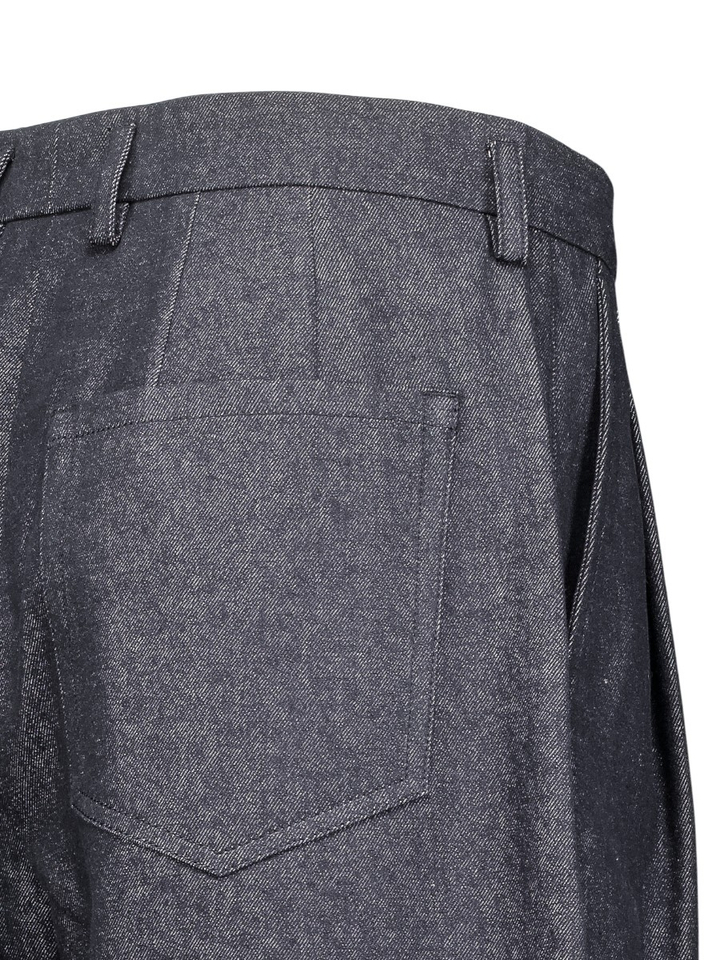 Blauwe wijde broek met bandplooi Zenggi 