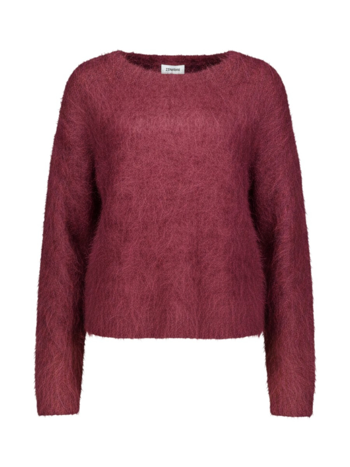 Bordeaux fluffy trui in alpaca wol Zenggi 