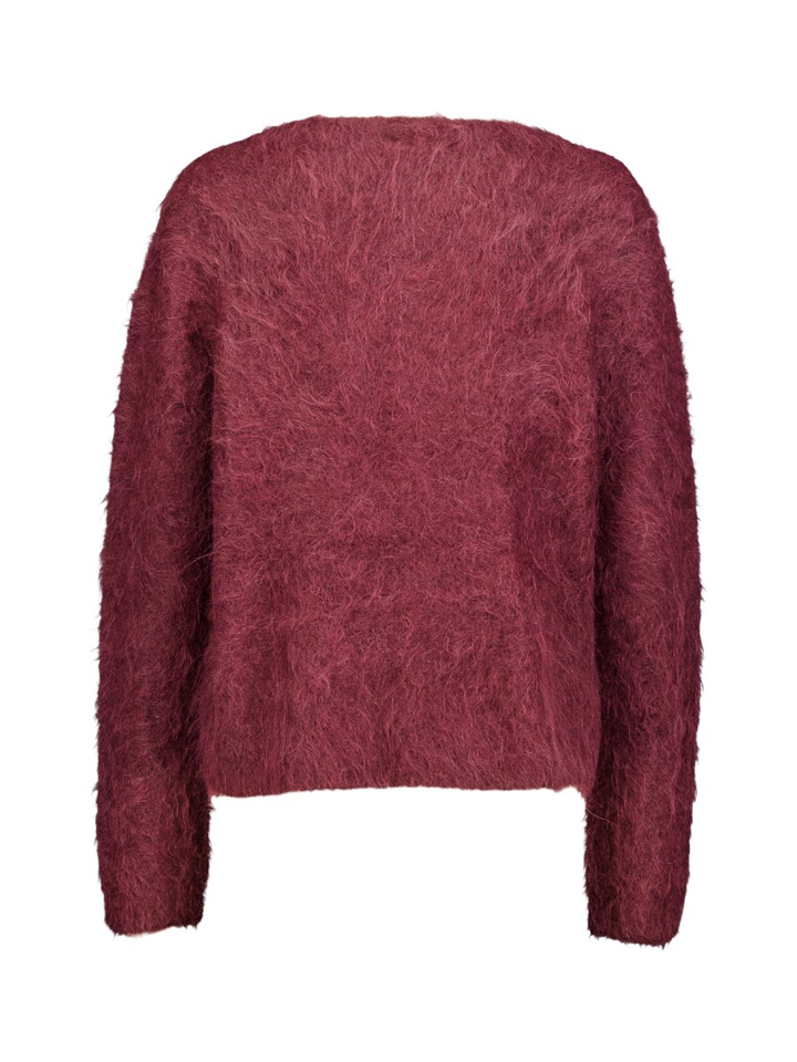 Bordeaux fluffy trui in alpaca wol Zenggi 