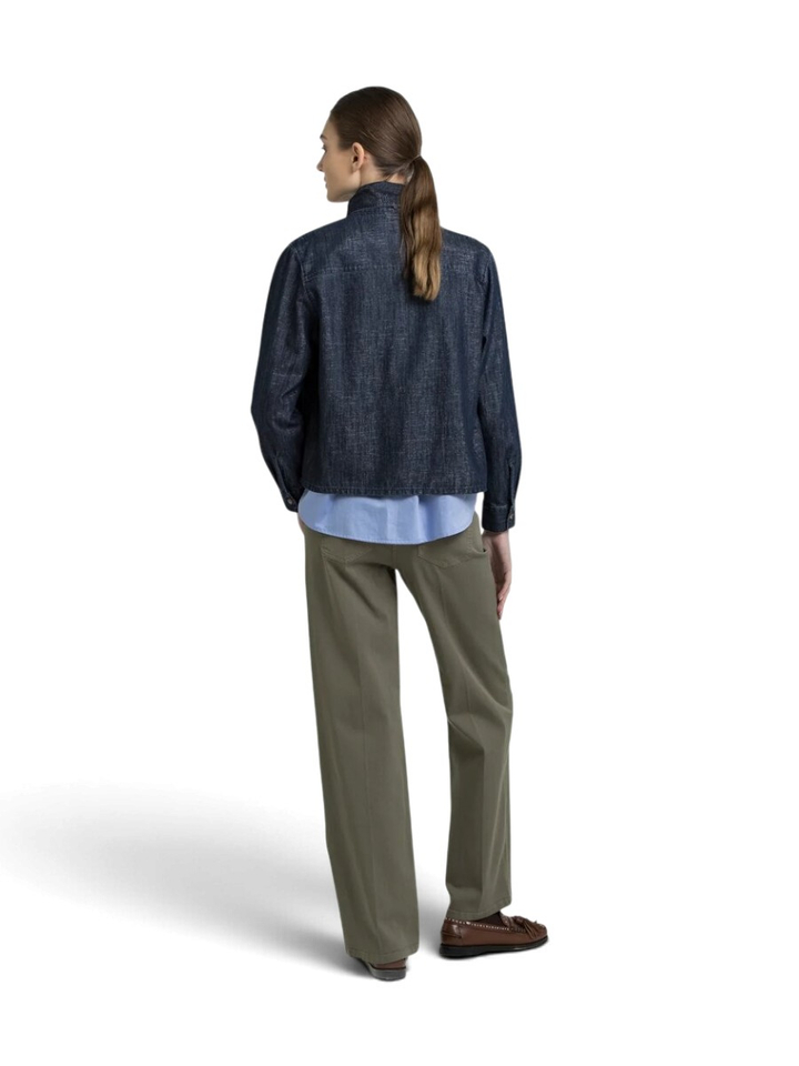 Blauwe blouse met blinkerdetail en strikkraag Halifax Gigue