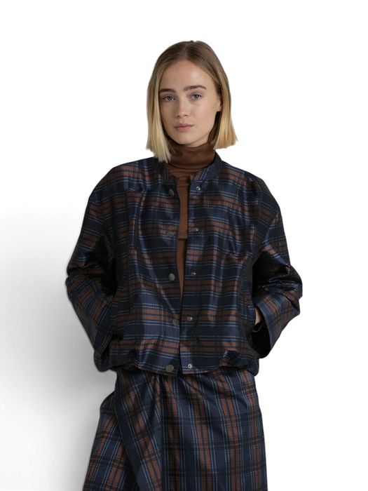 Blauwe geklede vest met ruit motief Wisdon Gigue