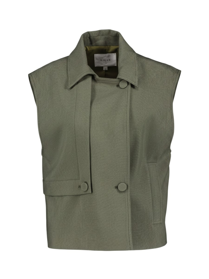 Kaki groene geklede gilet Wella Gigue