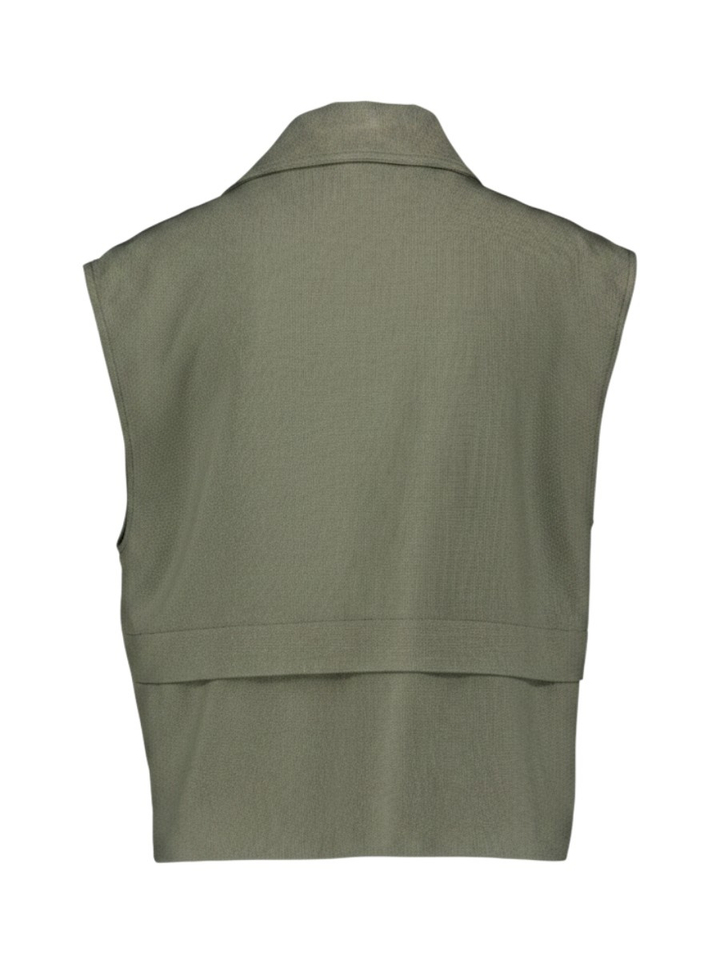 Kaki groene geklede gilet Wella Gigue