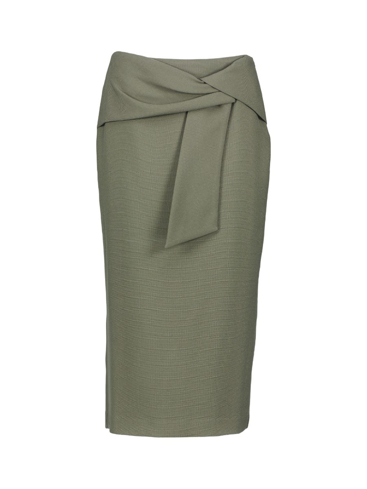 Kaki groene kokerrok met split Timbili Gigue