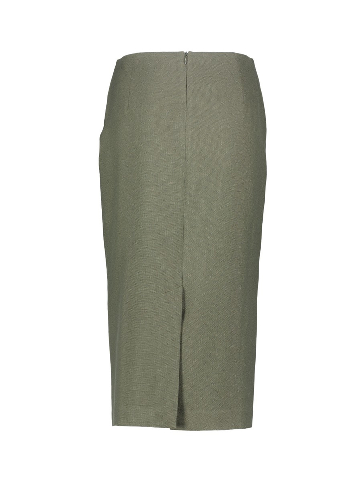 Kaki groene kokerrok met split Timbili Gigue