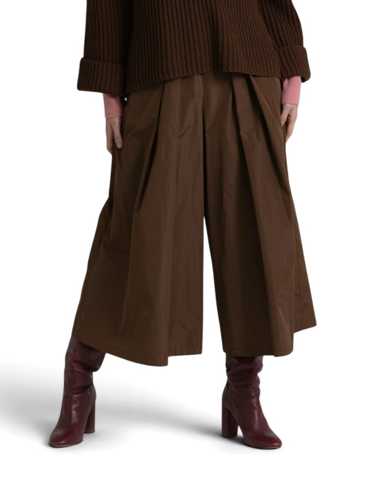 Bruine halflange broek met bandplooi Timo Gigue