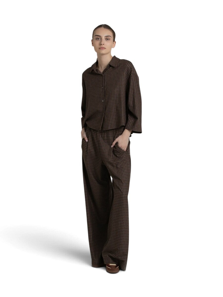 Bruine geruite broek Roche Gigue