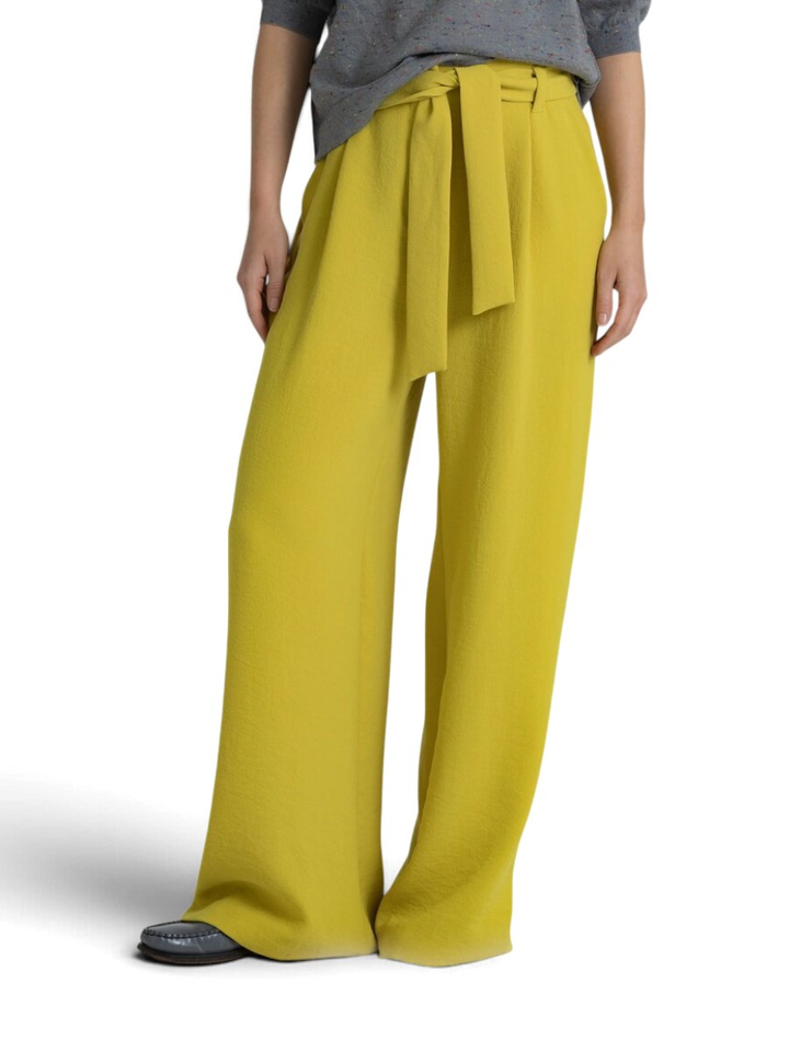 Gele soepelvallende broek met lint Rosalia Gigue 