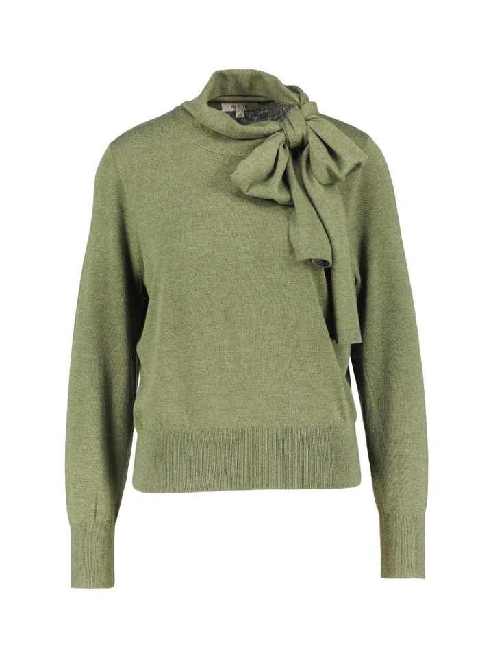 Kaki groene trui met sjaal kraag Lacy Gigue