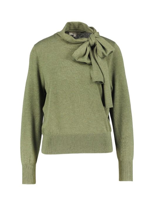 Kaki groene trui met sjaal kraag Lacy Gigue