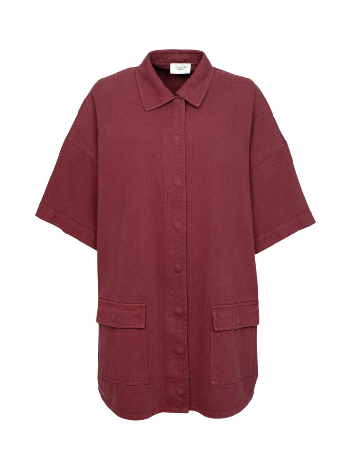 Bordeaux kleurige jeans jurk Gloria Les Soeurs