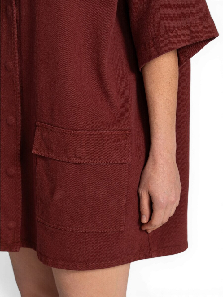 Bordeaux kleurige jeans jurk Gloria Les Soeurs